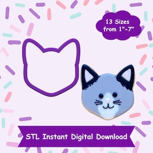 Cat Head Cookie Cutter STL Digital Download - STL Instant Digital Download for 3D Printing - Animal Cookie Cutter STL