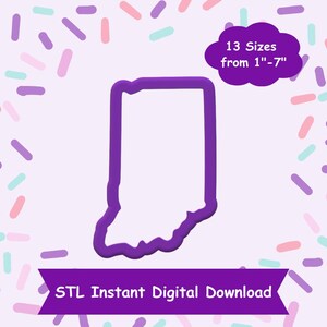 Indiana Cookie Cutter STL Digital Download - STL Instant Digital Download for 3D Printing - State Cookie Cutter STL