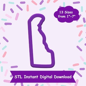 Delaware Cookie Cutter STL Digital Download - STL Instant Digital Download for 3D Printing - State Cookie Cutter STL