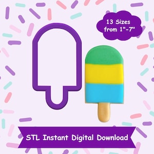 Popsicle Cookie Cutter STL Digital Download - STL Instant Digital Download for 3D Printing - Summer Cookie Cutter STL