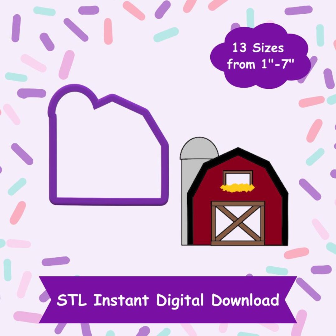 Barn With Silo Cookie Cutter STL Digital Download - STL Instant Digital ...