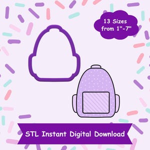 Backpack Cookie Cutter STL Digital Download - STL Instant Digital Download for 3D Printing - School Cookie Cutter STL