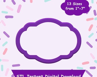 Oval Plaque #7 Cookie Cutter STL Digital Download - STL Instant Digital Download for 3D Printing - Plaque Cookie Cutter STL