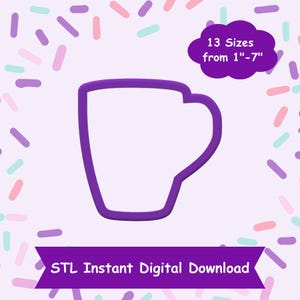 Mug Cookie Cutter STL Digital Download - STL Sofortiger digitaler Download für 3D-Druck - Weihnachten Cookie Cutter STL