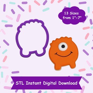 Monster #3 Cookie Cutter STL Digital Download - STL Instant Digital Download for 3D Printing - Monster Cookie Cutter STL