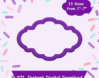 Oval Plaque Cookie Cutter STL Digital Download - STL Instant Digital Download for 3D Printing - Plaque Cookie Cutter STL