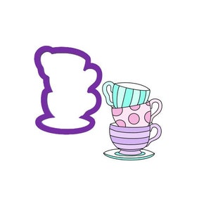 Emporte-pièce en tasses à thé empilées - Emporte-pièce Teacup - Emporte-pièce - Emporte-pièce - Emporte-pièces - Coupe-fondants - Coupeurs d’argile polymère