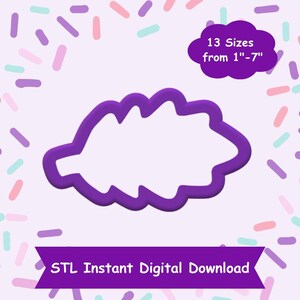 Puede incluir: Descarga de archivo STL de plástico morado para un cortador de galletas con forma de hoja. La imagen muestra 13 tamaños disponibles de 1 a 7 pulgadas.