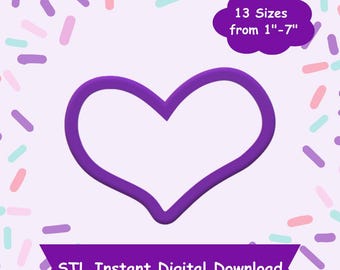 Cortador de galletas de corazón n.° 2 Descarga digital STL - Descarga digital instantánea STL para impresión 3D - Cortador de galletas de San Valentín STL