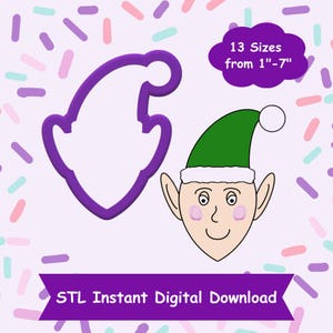 Elf Head Cookie Cutter STL Digital Download - STL Instant Digital Download for 3D Printing - Christmas Cookie Cutter STL