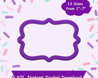 Rectangle Plaque #5 Cookie Cutter STL Digital Download - STL Instant Digital Download for 3D Printing - Plaque Cookie Cutter STL