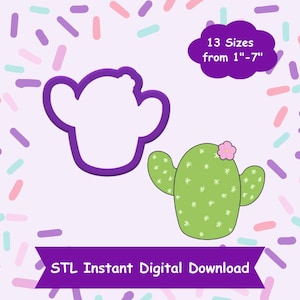 Cactus with Flower Cookie Cutter STL Digital Download - STL Instant Digital Download for 3D Printing - Cactus Cookie Cutter STL