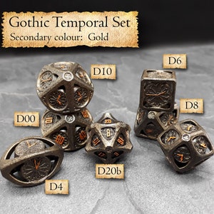 Gothic Temporales Würfelset (Komplett) | Dungeons and Dragons | DND Würfelset | Rollenspielwürfel | D&D | Rollenspiel | Geschenk für Geeks