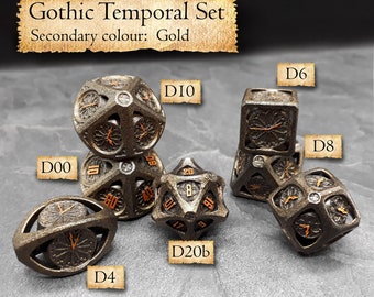 Gothic Temporal Dice set (Full) | Dungeons and Dragons | DND dice set | Role Playing Dice | D&D | RPG | Gift for Geeks
