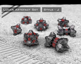 Lunar Artefact Dice set (Full) | Dungeons and Dragons | DND dice set | Role Playing Dice | D&D | RPG | Gift for Geeks | Sci-fi Dice