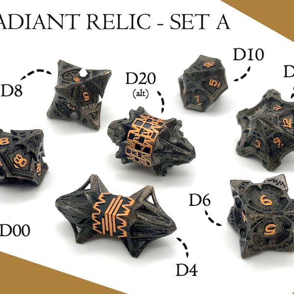 Radiant Relic Polyhedral Dice set A (Full) | Dungeons and Dragons | DND dice set | Role Playing Dice | D&D | RPG | Gift for Geeks