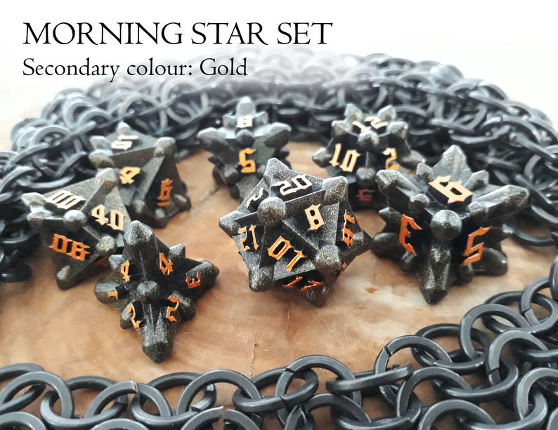 Morning Star Polyhedral Dice set (Full) | Dungeons and Dragons | DND dice set | Role Playing Dice | D&D | RPG | Gift for Geeks image 1
