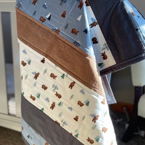 Mountain bear baby quilt