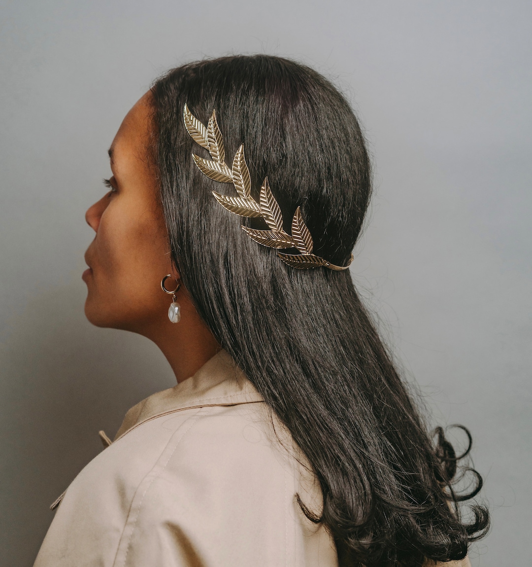 ゴールドのヘッドバンドクラウン、ギリシャ風ウェディングヘア