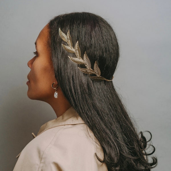 Greek Goddess Headpiece Elven Hairband Grecian Olive Leaf Flower branch Gold Silver Laurel Crown Backwards Ancient Roman Larp Wreath