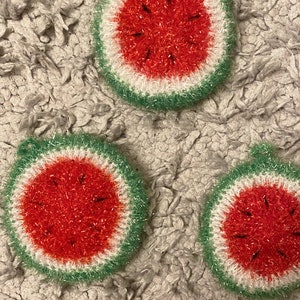 Watermelon Scrubby, Scrubber, Crochet Reusable Dish cloth, Dish Scrubby, Dish Scrubbers, Handmade Eocfriendly, Cleaning Scrubby Fruit Red