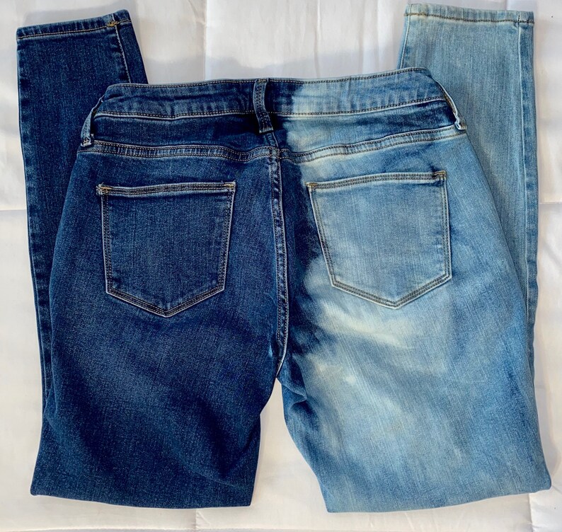 Half Bleached Jeans Etsy