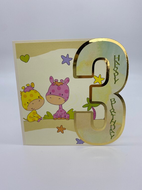 3rd Birthday Card 3rd Birthday Card Girl 3rd Birthday Card Etsy
