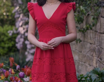 Express red lace dress cheap