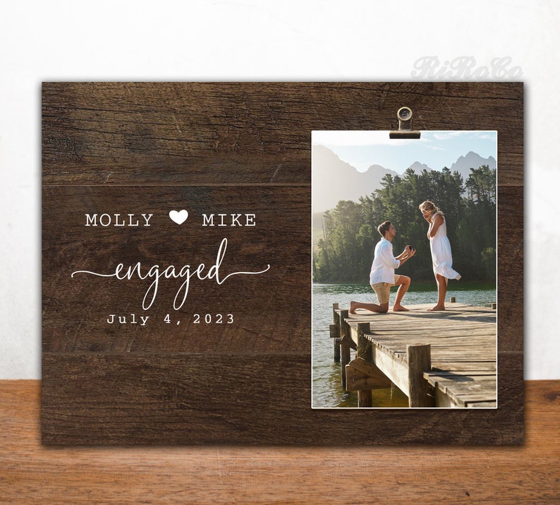 ENGAGEMENT GIFTS for Couple, Personalized Wedding photo frame, 4x6 picture image 1