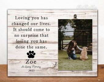 Dog memorial gift, pet memorial picture frame, personalized dog remembrance photo