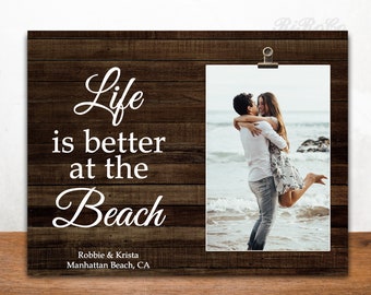 Beach Frame, Personalized picture frame, Gifts for family,  Family vacation, Lift is better at the beach