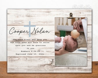 Baptism Gift Boy, Christening Gift Godson, Personalized Baptism Picture Frame, Baptism Print Sign Boy, Dedication Gift, Unique Godchild Gift