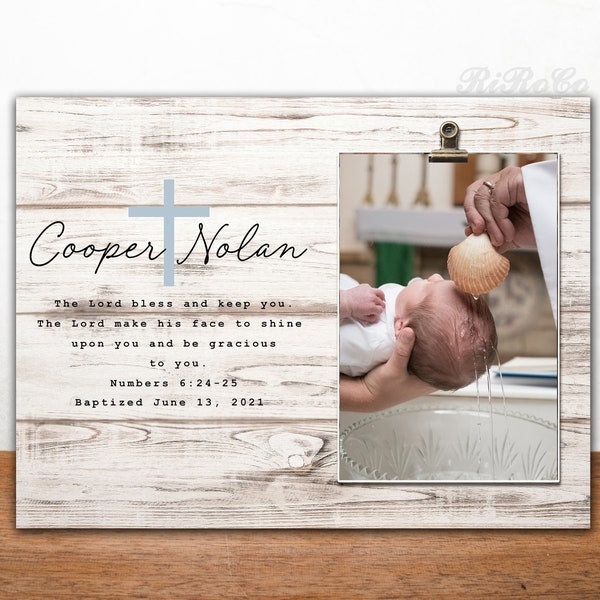 Baptism Gift Boy, Christening Gift Godson, Personalized Baptism Picture Frame, Baptism Print Sign Boy, Dedication Gift, Unique Godchild Gift