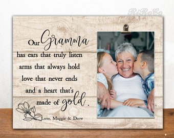 Mother's Day gift for Grandma, Personalized frame for gramma, Love the never ends and a heart that's made of gold