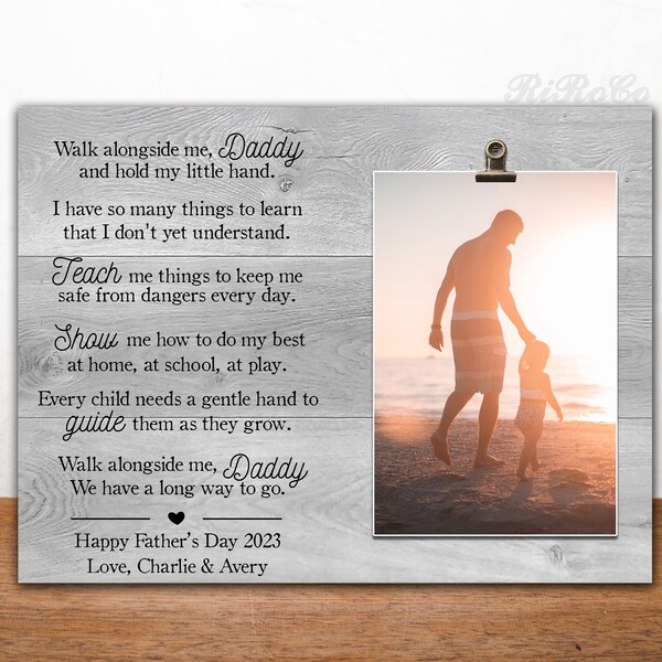 GIFTS FOR DAD, Personalized picture frame, Dad Birthday Photo,  First Easter Day gift from daughter, Walk with me Daddy