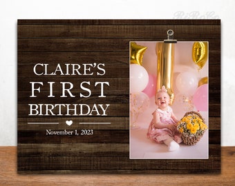 FIRST BIRTHDAY gift, one year old personalized picture frame, 1st birthday picture frame, gift for grandparents. custom photo frame