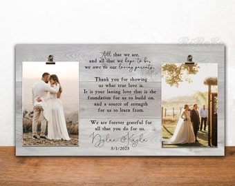 Wedding gift for Parents, All that we are and all that we hope to be, In-laws Wedding Thank You Gift Picture Frame, 15 in x 8 in - 2 Photos