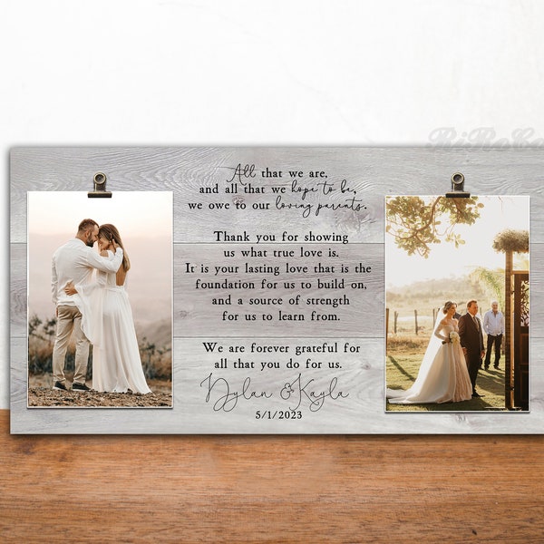 Wedding gift for Parents, All that we are and all that we hope to be, In-laws Wedding Thank You Gift Picture Frame, 15 in x 8 in - 2 Photos