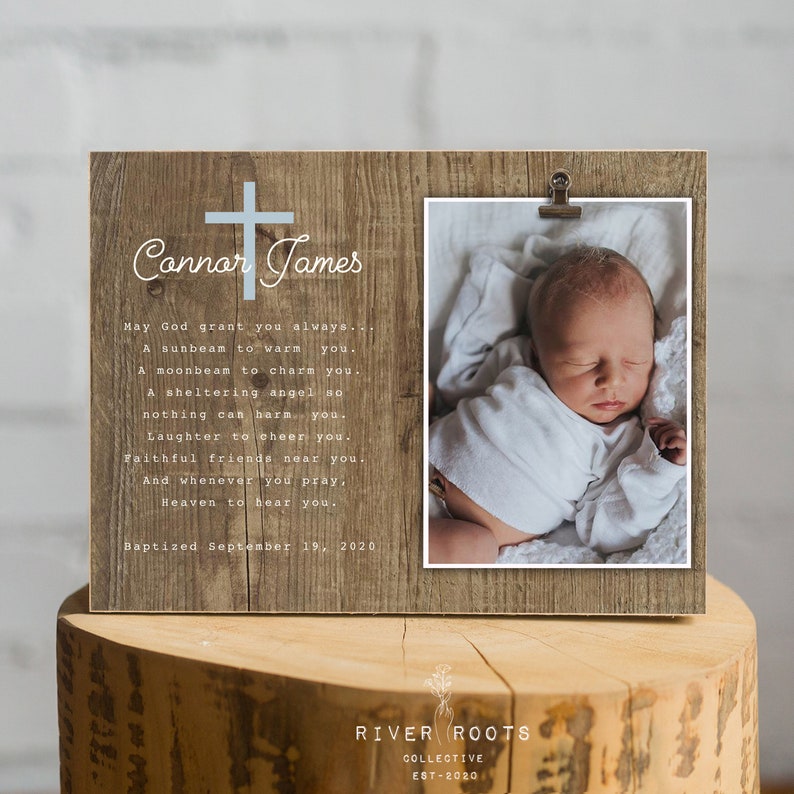 Baptism Gift Boy, Christening Gift Godson, Personalized Baptism Picture Frame, Baptism Print Sign Boy, Dedication Gift, Unique Godchild Gift 