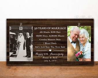 Anniversary Gifts for Parents, Then Now Picture Frame, 50th Anniversary Gift, Gift for Parents Golden Anniversary, 40th Wedding anniversary