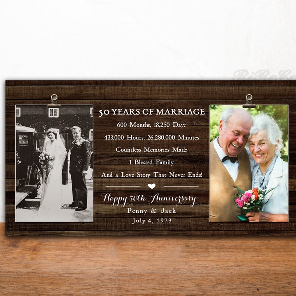 Anniversary Gifts for Parents, Then Now Picture Frame, 50th Anniversary Gift, Gift for Parents Golden Anniversary, 40th Wedding anniversary