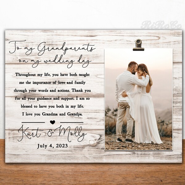 Wedding Gift for Grandparents | Personalized Wedding Gift Picture Frame | Gift for grandma | To my grandparents on my wedding day