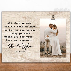 Personalized Parents Wedding Gift Picture Frame - 10.5x8 inches
