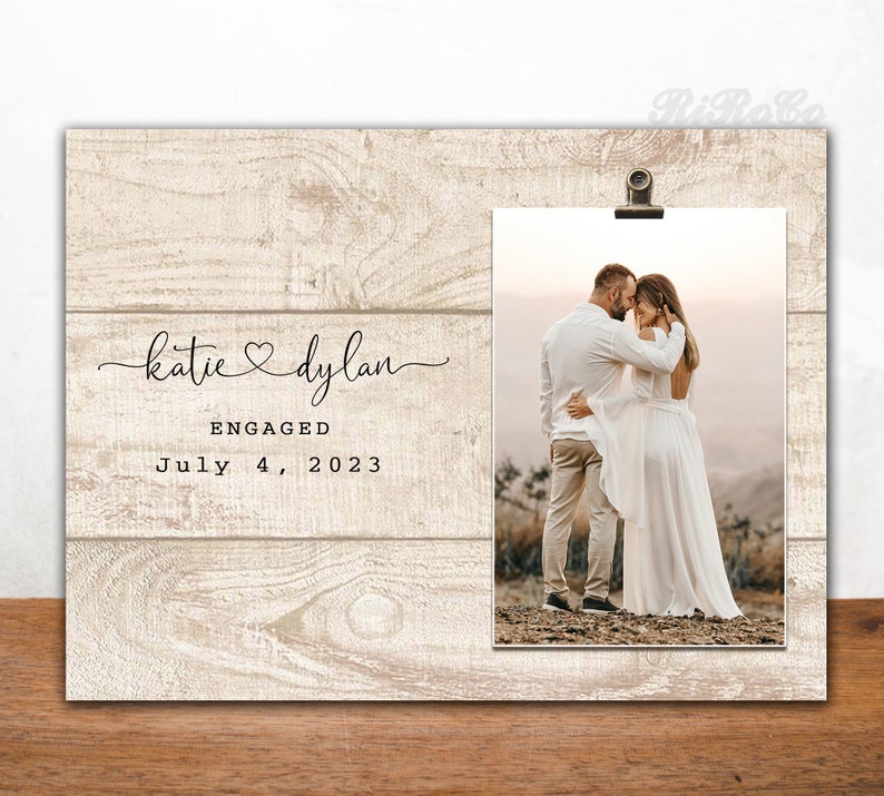ENGAGEMENT GIFTS for Couple, Wedding presents, Ideas for Engaged Couples, Picture Frame for Bride and Groom, Personalized Gift from parents image 1
