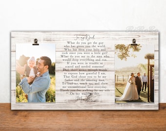Father of the Bride Gift from Daughter, Double Picture Frame, Then and Now Picture Frame, On my wedding day, Dad wedding gift