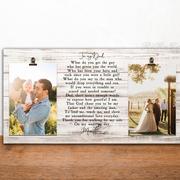 Father of the Bride Gift from Daughter, Double Picture Frame, Then and Now Picture Frame, On my wedding day, Dad wedding gift