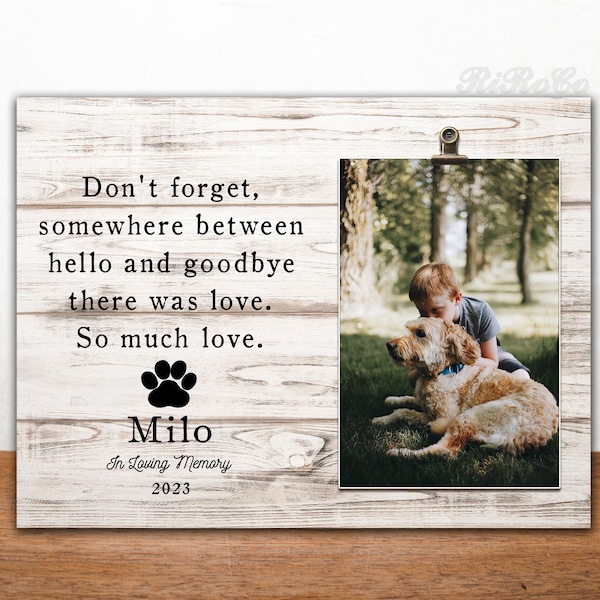 Dog memorial gift, pet memorial picture frame, personalized dog remembrance photo