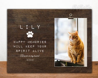 PET MEMORIAL CAT, Cat memorial gift, pet memorial picture frame, personalized cat loss gift