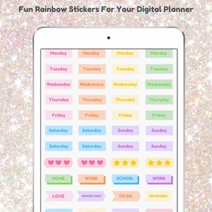 Digital Stickers, Fun Rainbow Digital Stickers, Pre Cropped Stickers, PNG, PDF, Digital Planning