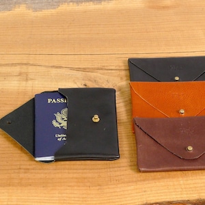 Joshu Vela Leather Envelope Passport Card Money Holder Wallet Pouch Hand Crafted